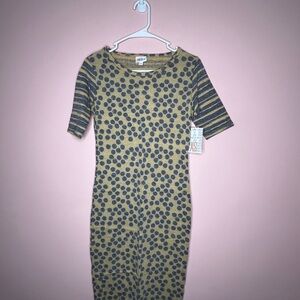 NWT LuLaRoe Yellow and Blue Polka Dot Julia Dress